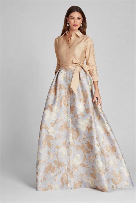 Taffeta shirt gown with jacquard floral skirt – Artofit