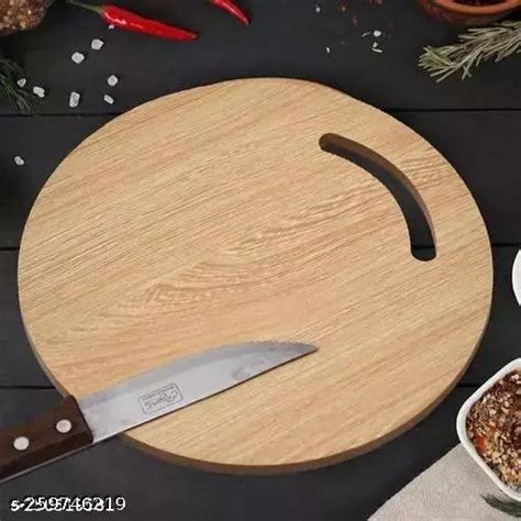 KISHAN Round Shape Wooden Chopping/Cutting Board, Vegetable Chopping ...