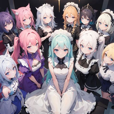 A close up of a group of anime characters posing for a picture - SeaArt AI