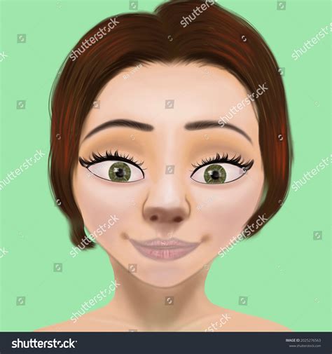 drawing cartoon girl big eyes  stock illustration