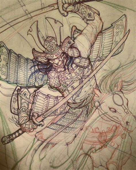 samurai sketch  progress chronicink asianink tattoo irezumi