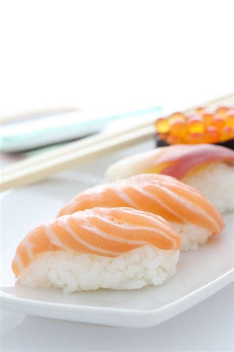 Sushi in white background stock image. Image of closeup - 141544951