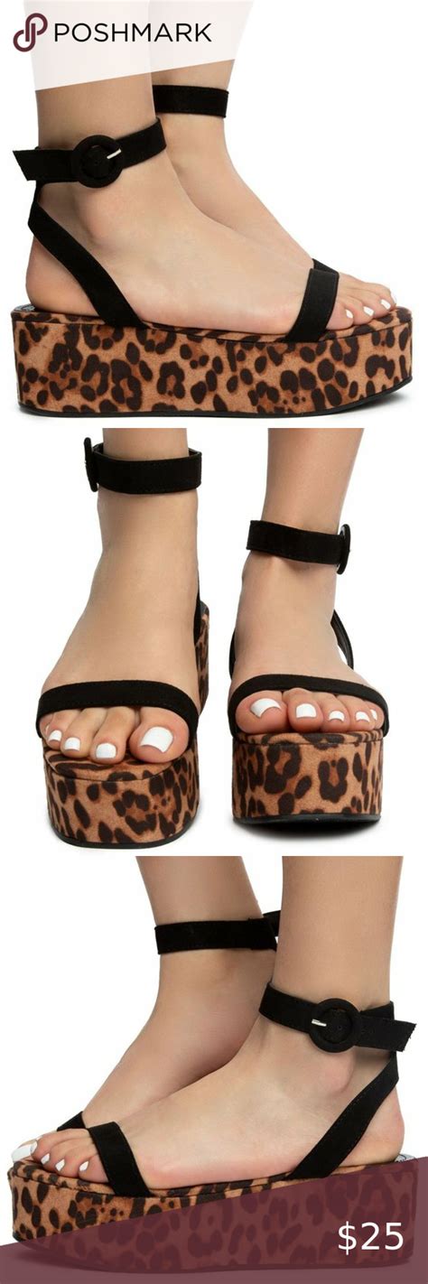 Liliana Shoes Leopard Two Strap Platform Sandals