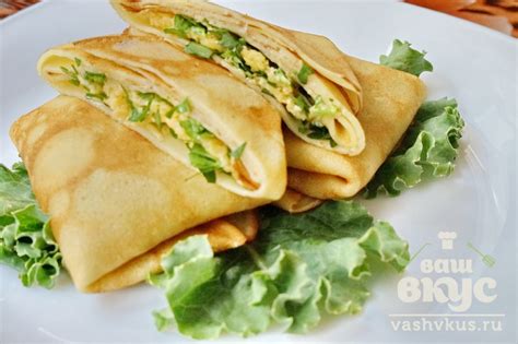 Блинчики с начинкой из сыра и зелени (пошаговый фото рецепт) - ВашВкус