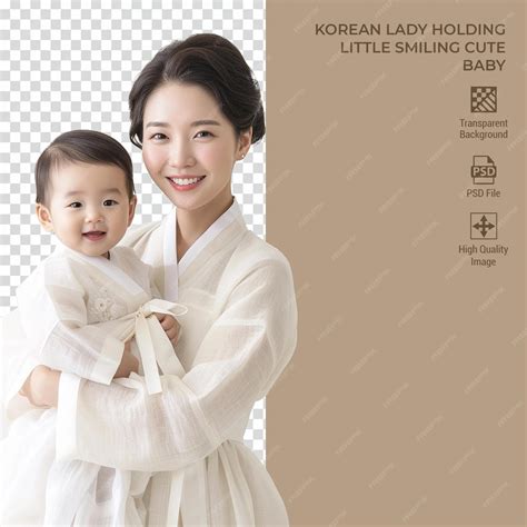Premium PSD | Korean Mother holding her little baby isolated on