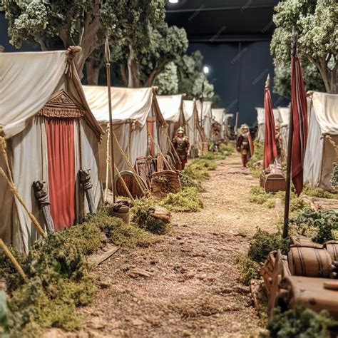 25286 Roman legion camp with tents and standards | Premium AI-generated