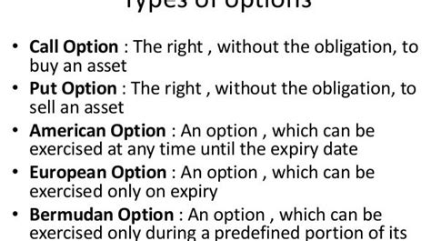 options finance types call options  put options bbalectures