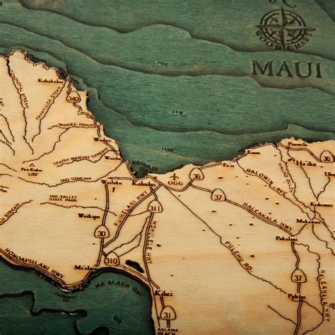 Maui Wooden Map Art | Topographic 3D Chart