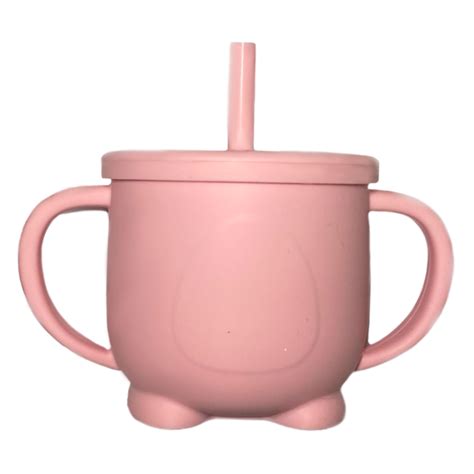 Vaso antiderrame de silicona con pajita y doble asa