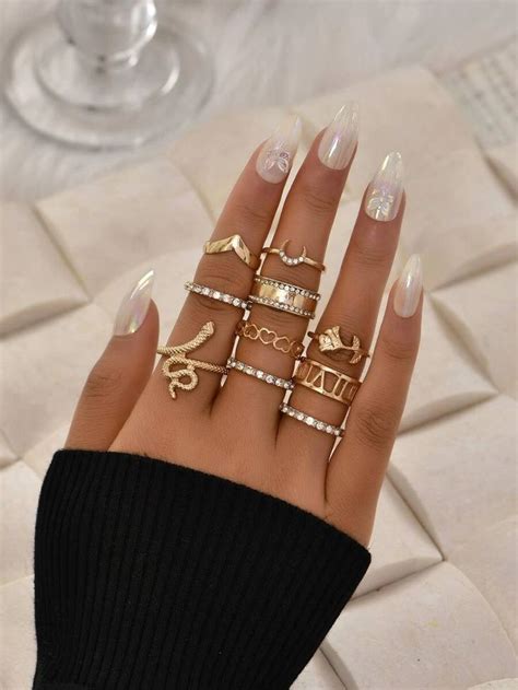 10pcs Rhinestone Decor Ring | SHEIN EUR | Jewelry fashion trends ...