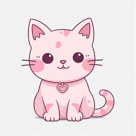 Cute pink cat cartoon vector | Premium AI-generated vector