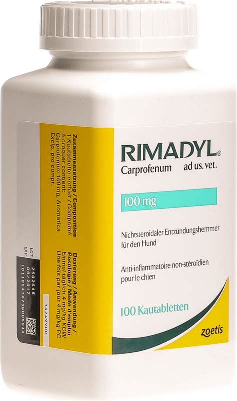Rimadyl Kautabletten 100mg Ad Us Vet. 100 Stück in der Adler Apotheke