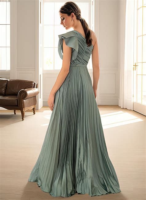 Elegant Pleated One-Shoulder Sleeveless Floor-Length Evening Dresses