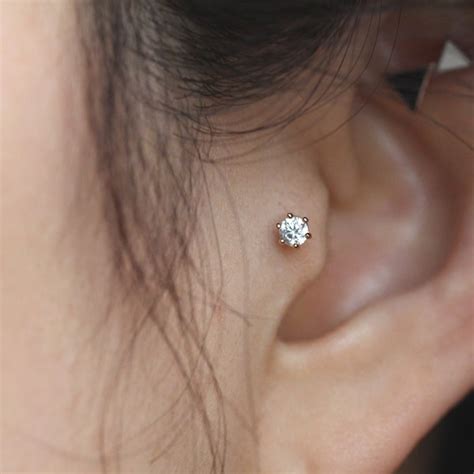 Diamond and Gold Tragus Earrings - Etsy