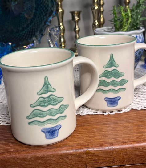 Pfaltzgraff Nordic Christmas Tree Mugs - Etsy