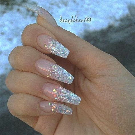 Acrylic Coffin Nails With Clear Accent Nail - Tips Color Short Acrylic ...