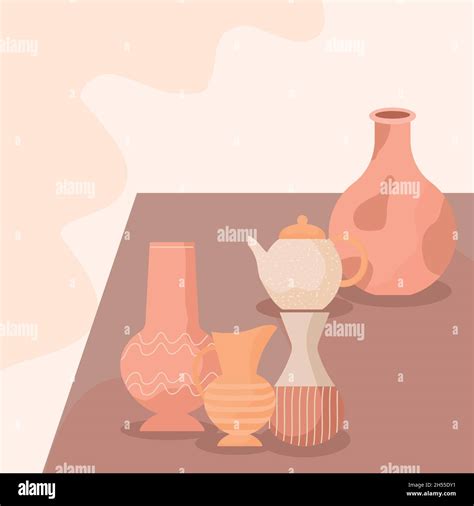 pottery jars poster stock vector image art alamy