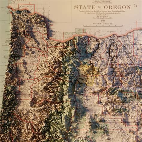 Oregon Map Poster | Oregon USGS Map | 3D topographical map of Oregon ...