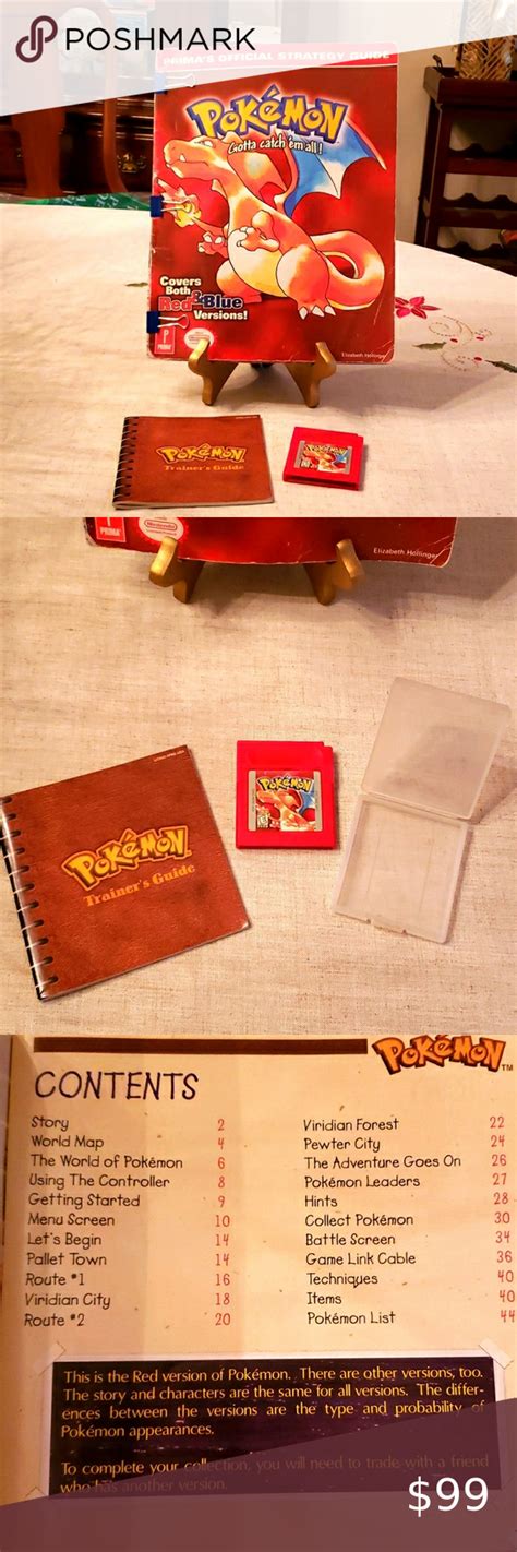 GBC Pokemon Red Game w/ Strategy Guide - Authentic