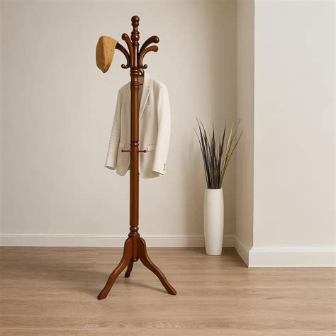 Mason Furniture Wooden Coat Stand With 9 Hooks, Bamboo Coat Rack Stand ...