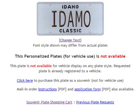 Idaho's Personalized License Plates