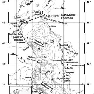 Geographic setting and bathymetry of the Caspian Sea. | Download Scientific Diagram