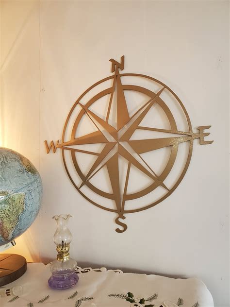 metal compass nautical wall art metal wall decor etsy