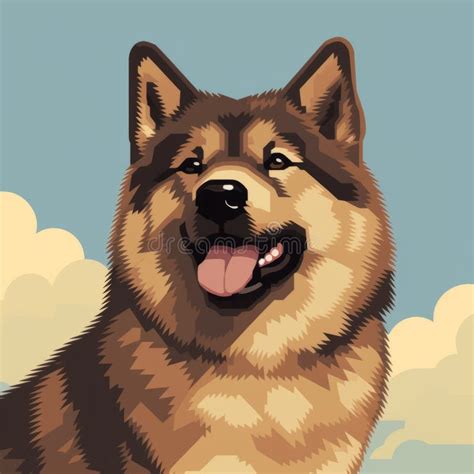 Joyful Sambar Dog: a Vibrant Cartoon Portrait in Earthy Color Palette ...