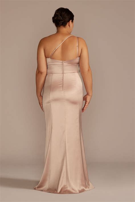 Stretch Satin One-Shoulder Sheath Bridesmaid Dress F20639 - Onedaybride