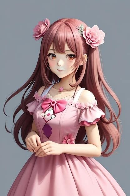 Premium AI Image | Anime girl in a pink dress looking at you