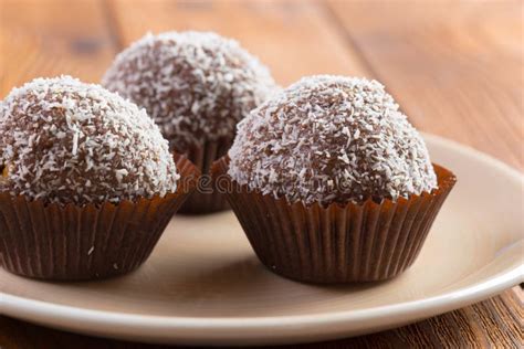 Chocolate Balls in Coconut Shavings Close Up Stock Photo - Image of ...