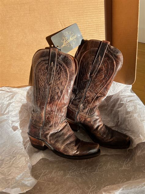 Lucchese Lucchese Womens Mad Dog Goat Leather Boots Peanut Brittle