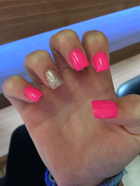 Pink acrylic nails, Short square acrylic nails, Square acrylic nails