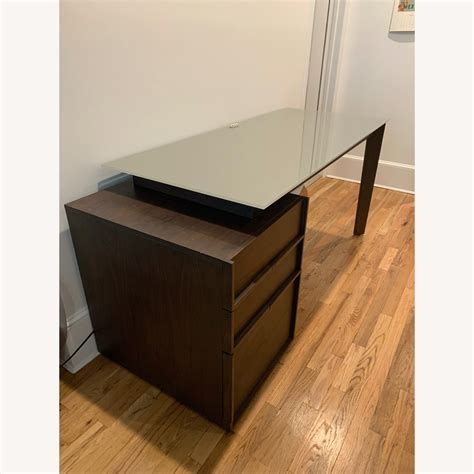Sliding Glass Top Modern Desk - AptDeco