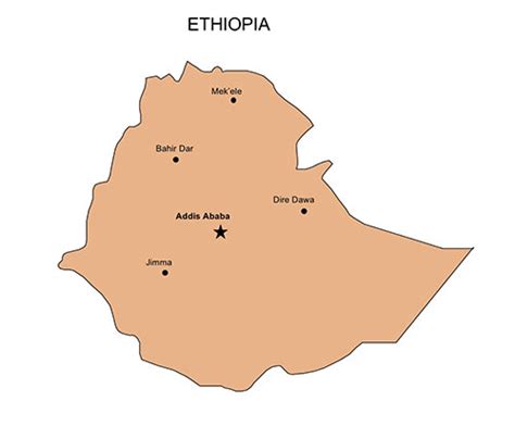 Ethiopia Map for PowerPoint, Major Cities and Capital - Clip Art Maps