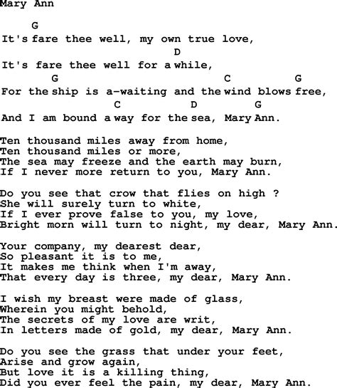 Top 1000 Folk and Old Time Songs Collection: Mary Ann - Lyrics with