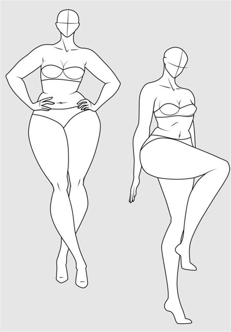 Plus Size 10 Heads Fashion Figure Templates. Exaggerated Croquis for ...