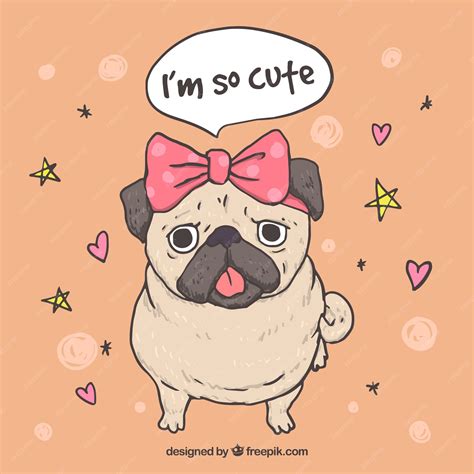 Premium Vector | Female pug with lovely style