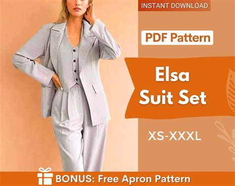 pieces suit set sewing pattern vest jacket pants sewing pattern