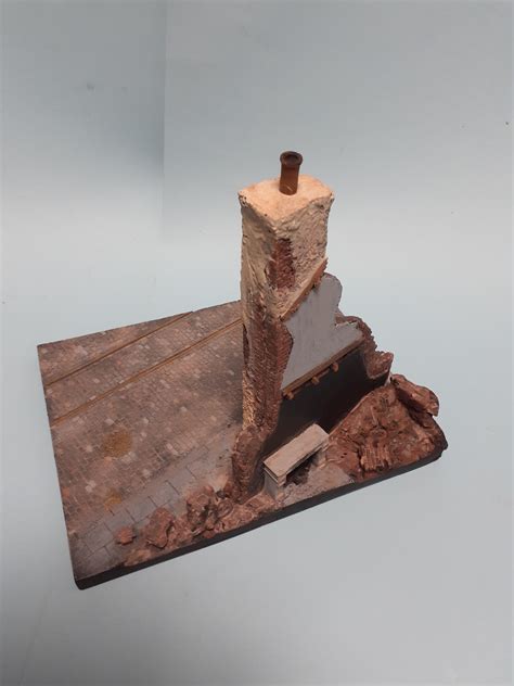 1/35 scale Chimney ruin building diorama with base | Fields of Glory Models