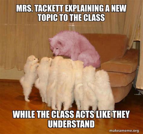 Mrs. Tackett explaining a new topic to the class while the class acts