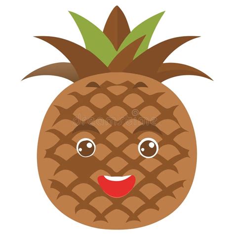 cute smiling pineapple face cartoon vector  kids crafts  designs