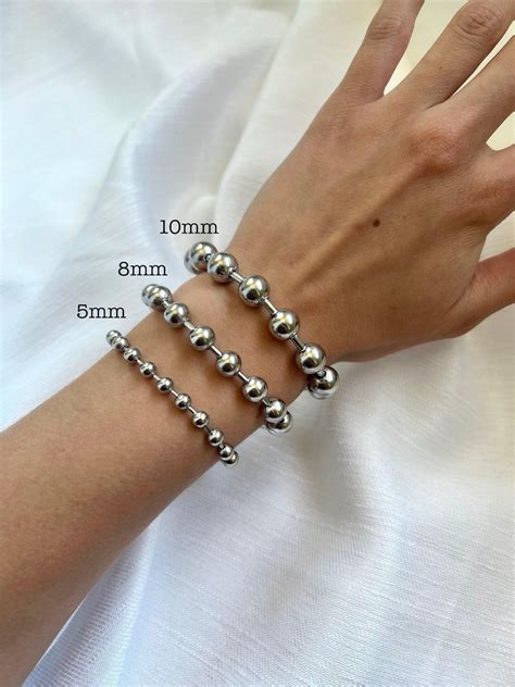 ball chain bracelet stainless steel beaded chain silver ball