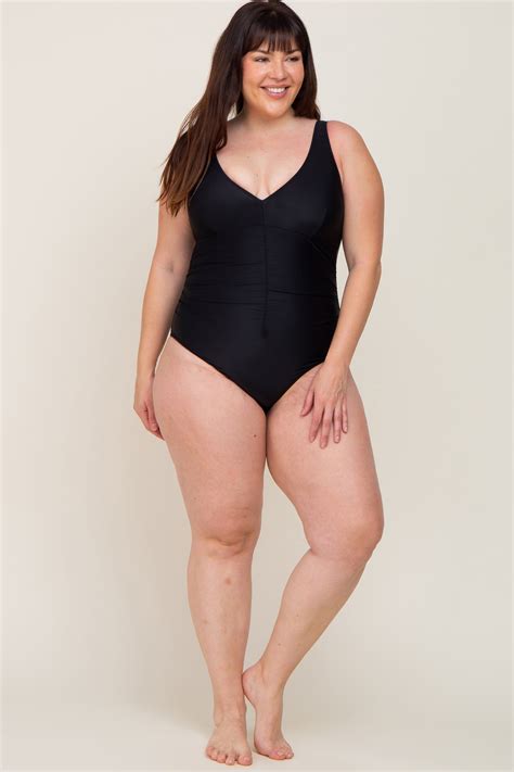Black Ruched Plus One Piece Swimsuit | One piece, Swimsuits, Seductive