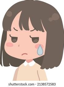 clip art girl grumpy face stock vector royalty