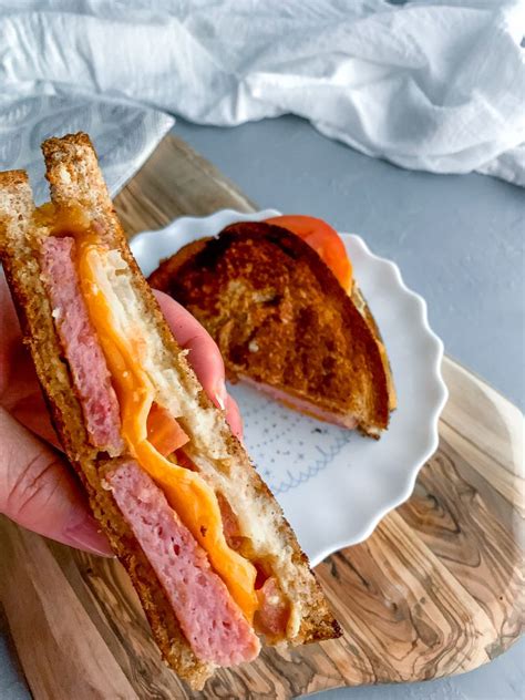 Grilled SPAM, Tomato, Cheddar Cheese, and Sweet Onion Sandwiches Recipe