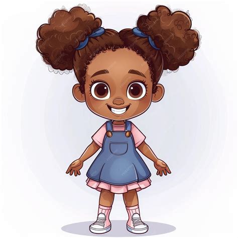 Premium Photo | Cute african american little girl Vector cartoon