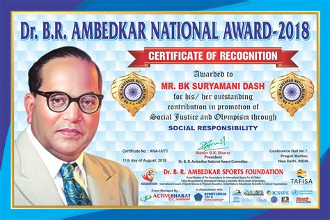 mount abu bro bk suryamani awarded  dr   ambedkar national