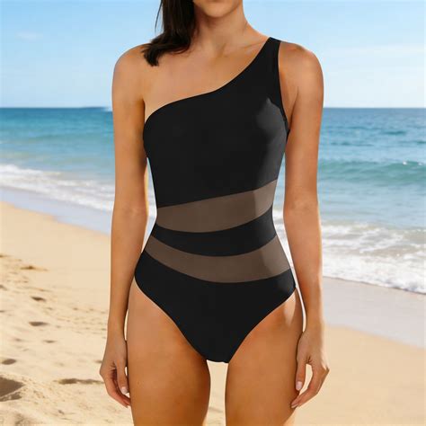 Byworldtasic Women's One Shoulder Cutout Monokini Asymmetrical One