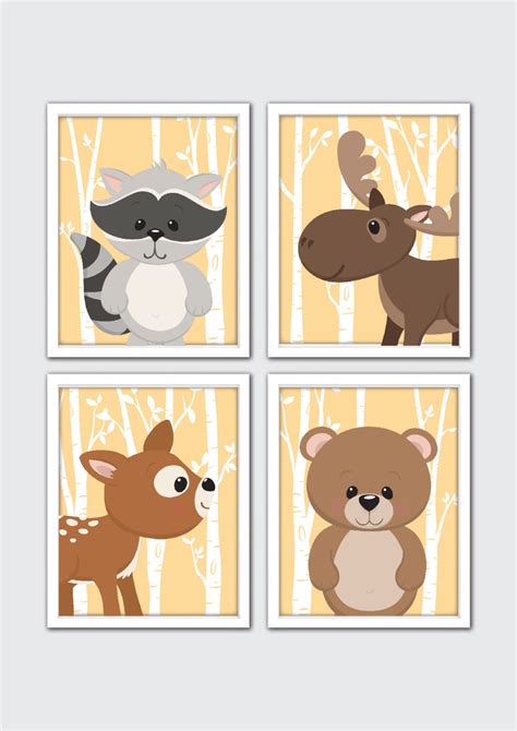 Woodland Nursery Art Woodland Nursery Decor Forest Animals